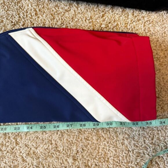 Women’s Perfect Moment Allos Ski Suit Navy Blue Red EUC Large Belted Ski Suit - Picture 11 of 13